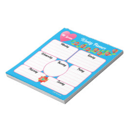 Blue Weekly Planner Flowers Arrangement Notitieblo Notitieblok