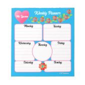 Blue Weekly Planner Flowers Arrangement Notitieblo Notitieblok (Voorkant)
