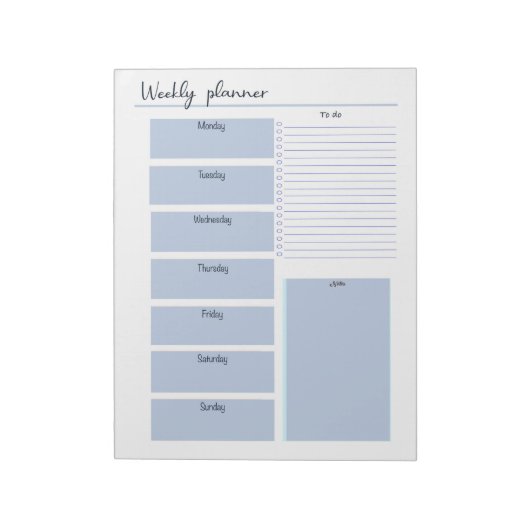 Blue Weekly Planner Notitieblok (Linkerzijde)