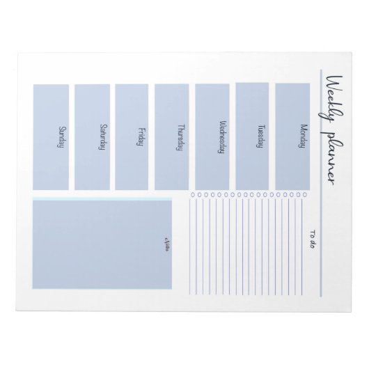 Blue Weekly Planner Notitieblok (Voorkant)