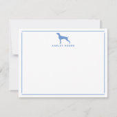 Blue Weimaraner Dog Modern Border Stationery Notitiekaartje (Voorkant)