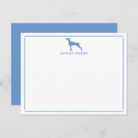 Blue Weimaraner Dog Modern Border Stationery