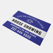 Blue Welcome Open House Custom doormat Deurmat (Schuin)