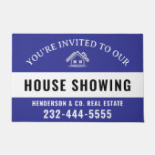 Blue Welcome Open House Custom doormat Deurmat (Voorkant)