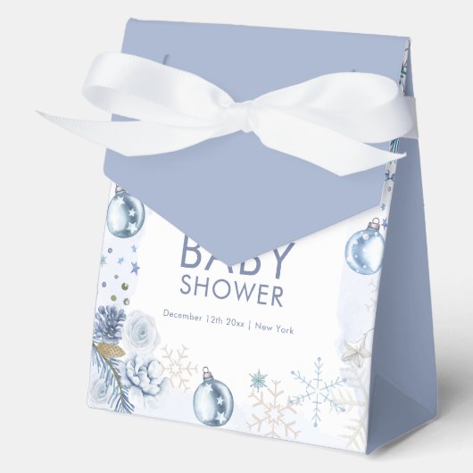 Blue Welcome Snowflake Flower Winter Baby Shower  Bedankdoosjes (Voorkant)