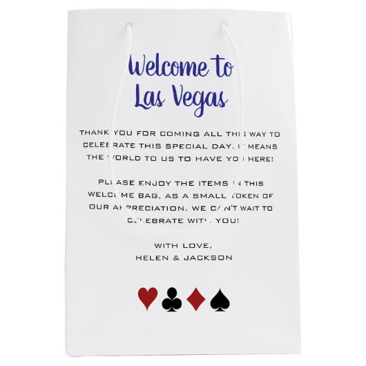 Blue Welcome to Las Vegas Wedding Hotel Medium Cadeauzakje (Voorkant)