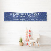 Blue Welcome to my [99th] Birthday Party Confetti Spandoek (Insitu)