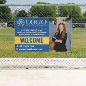 Blue Welkom Small Business Foto Logo Promo Spandoek (Insitu)