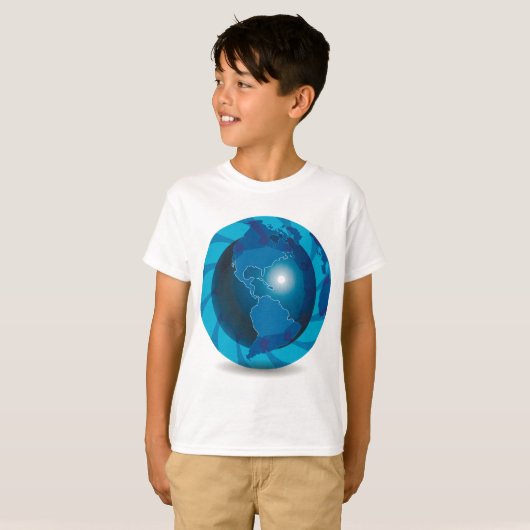 Blue Wereldbol Boys T-shirt (Voorkant volledig)