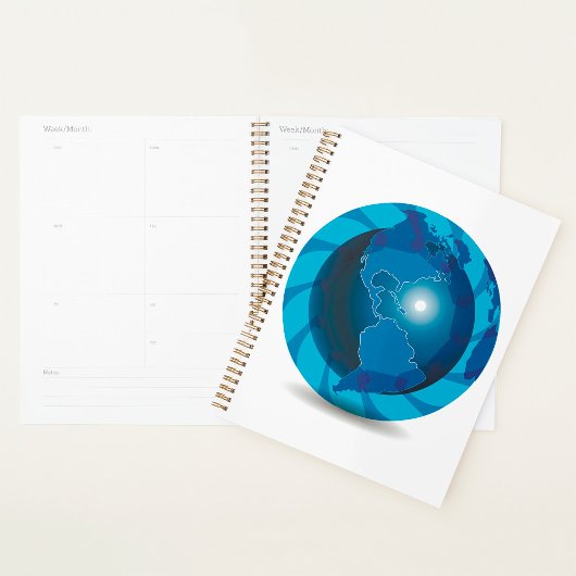 Blue Wereldbol Spiral Planner