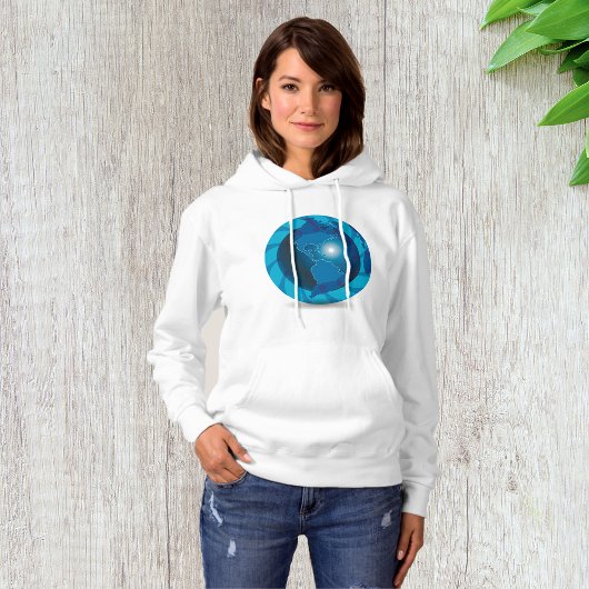 Blue Wereldbol Womens Hoodie