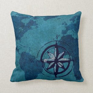 Blue Wereldkaart Decor Pillow Kussen