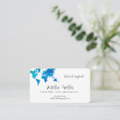 Blue Wereldkaart Reisagent Elegant Visitekaartje (Staand voorkant)