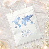 Blue Wereldkaart Travel Adventure Baby shower Bedankzakje (Geknipt)