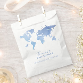 Blue Wereldkaart Travel Adventure Baby shower Bedankzakje