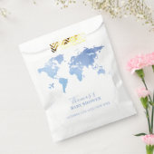 Blue Wereldkaart Travel Adventure Baby shower Bedankzakje (Gezegeld)