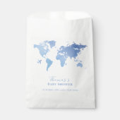 Blue Wereldkaart Travel Adventure Baby shower Bedankzakje (Voorkant)