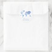 Blue Wereldkaart Travel Adventure Baby shower Ronde Sticker (Tas)