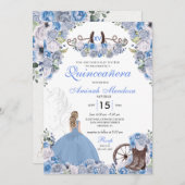 Blue Western Charra Floral Boots Quinceañera Kaart (Voorkant / Achterkant)