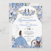 Blue Western Charra Floral Boots Quinceañera Kaart (Voorkant / Achterkant)