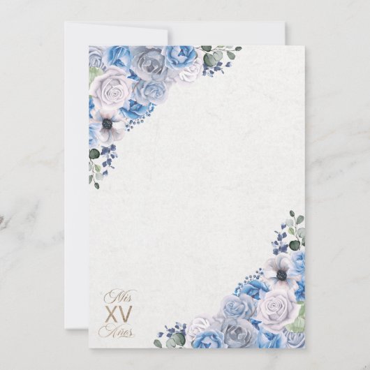 Blue Western Charra Girl Ranchero Quinceanera Kaart (Achterkant)