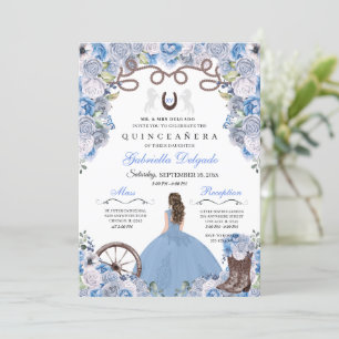 Blue Western Charra Girl Ranchero Quinceanera Kaart