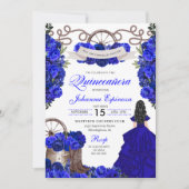 Blue Western Charra Ranchero Quinceanera Kaart (Voorkant)