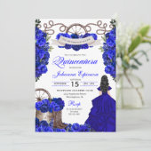Blue Western Charra Ranchero Quinceanera Kaart (Staand voorkant)