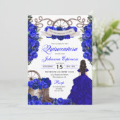 Blue Western Charra Ranchero Quinceanera Kaart (Staand voorkant)