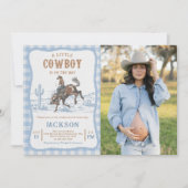 Blue Western Cowboy Baby shower Invitation  Kaart (Voorkant)