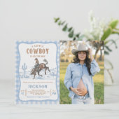 Blue Western Cowboy Baby shower Invitation  Kaart (Staand voorkant)