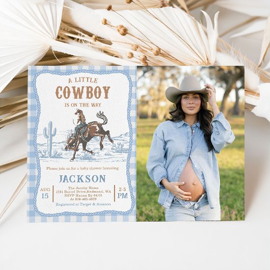 Blue Western Cowboy Baby shower Invitation  Kaart