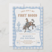 Blue Western Cowboy Birthday Invitation  Kaart (Voorkant)