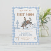 Blue Western Cowboy Birthday Invitation  Kaart (Staand voorkant)