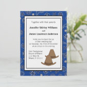 Blue Western Cowboy Pet Wedding Invitation Kaart (Staand voorkant)