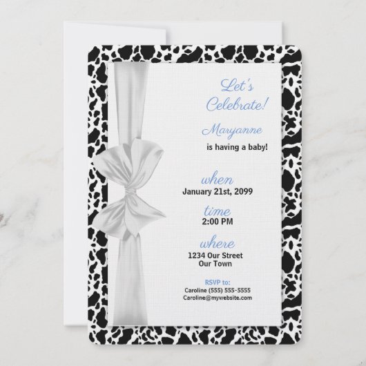 Blue Western Cowboy Theme Baby Shower Kaart (Achterkant)