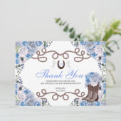 Blue Western Horse Quinceanera Hartelijk dank Bedankkaart (Staand voorkant)