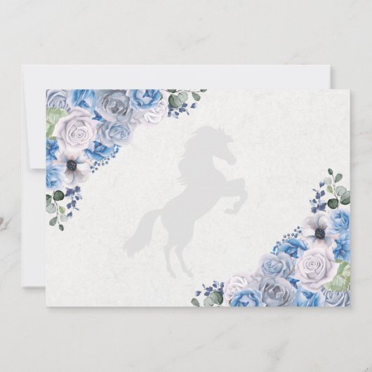 Blue Western Horse Quinceanera Hartelijk dank Bedankkaart (Achterkant)