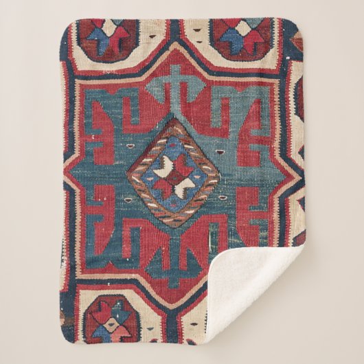 Blue Western Santa Fe Cowboy Style   Sherpa Deken (Voorkant)