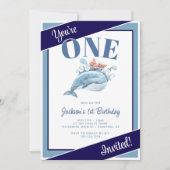 Blue Whale 1e verjaardag Kaart (Voorkant)