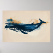 Blue Whale abstracte tekening Poster (Voorkant)