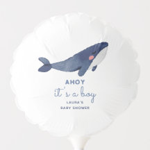Blue Whale Ahoy Het is een Boy Baby shower