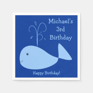 Blue Whale Animal Fish Kind's Custom Year Birthday Servetten