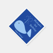 Blue Whale Animal Fish Kind's Custom Year Birthday Servetten (Hoek)