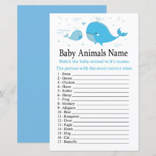 Blue Whale Baby Animals Name Game