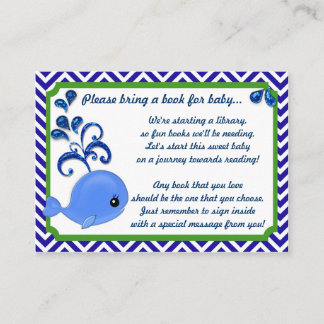 Blue Whale Baby Baby shower Book Insert Request Informatiekaartje
