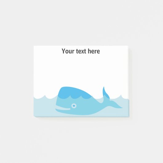 Blue Whale Baby Boy Shower Post It Note (Voorkant)