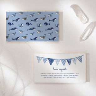 Blue Whale Baby shower Boek Aanvraag Informatiekaartje