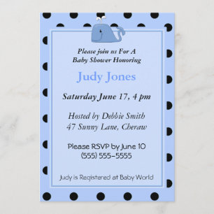 Blue Whale Baby shower Invitation Kaart