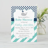 Blue Whale Baby shower Invitation Kaart (Staand voorkant)